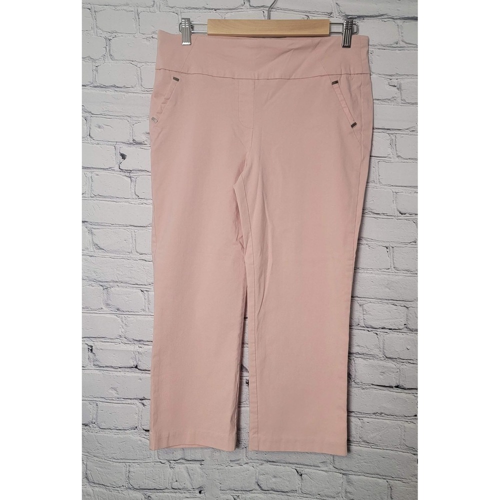 Soho Apparel‎ Womens Pink Pull On Crop Pants L Stretch Travel Business Casual